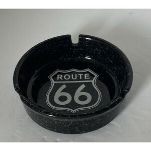 Ceramic‎ Historic Route 66 Ashtray 4.5" Black with White Letters